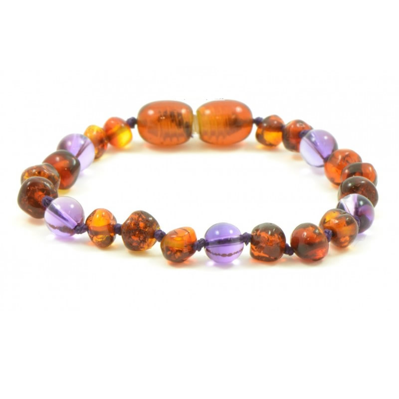 Cognac Amber And Amethyst Bracelet / Anklet